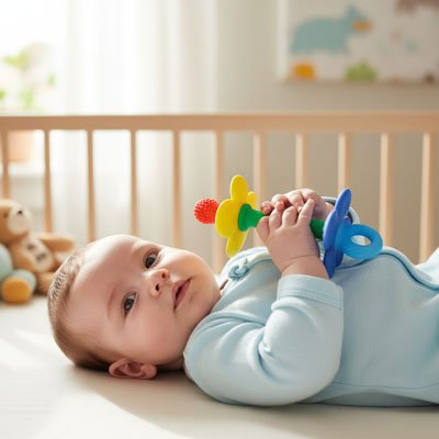 Anneau de dentition | Apaisant en silicone pour bébé - Mamanbebebynina