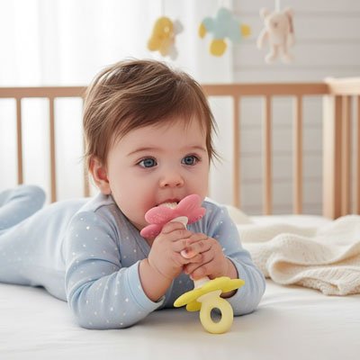 Anneau de dentition | Apaisant en silicone pour bébé - Mamanbebebynina