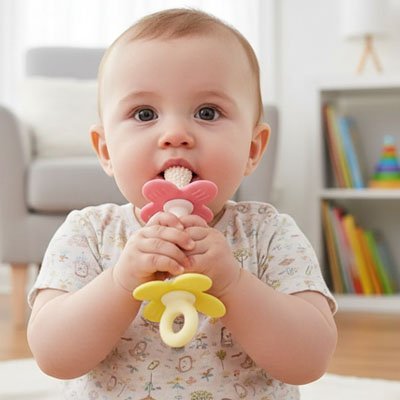 Anneau de dentition | Apaisant en silicone pour bébé - Mamanbebebynina