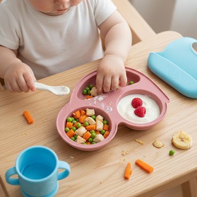Assiette bébé ventouse antidérapante | SécuRepas - Mamanbebebynina